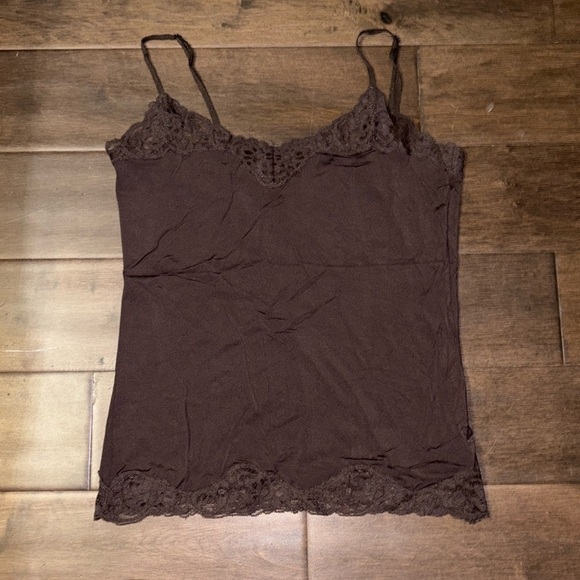 4/$20 Smart Set large camisole, brown with lace trim- size large layer, tank top - Picture 1 of 8